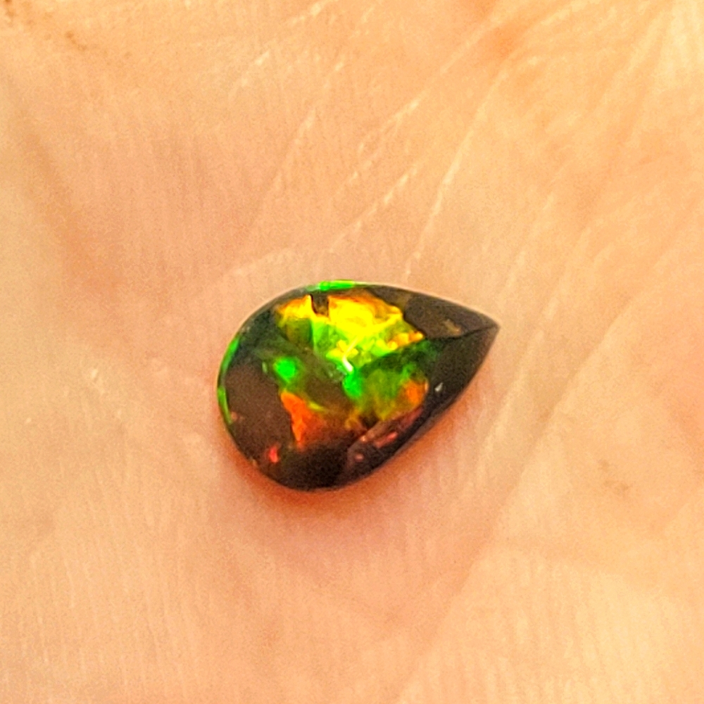 Natural Black Opal Loose 5mm-3mm Pear Cut Loose Gemstones .35ct Ring Sized